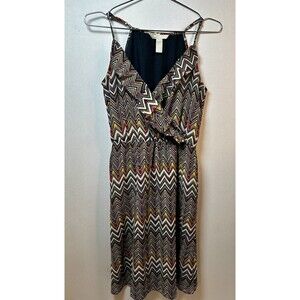 Banana Republic Chevron Ruffle Dress Womens 2 Glam Cocktail Gala Statement Glam